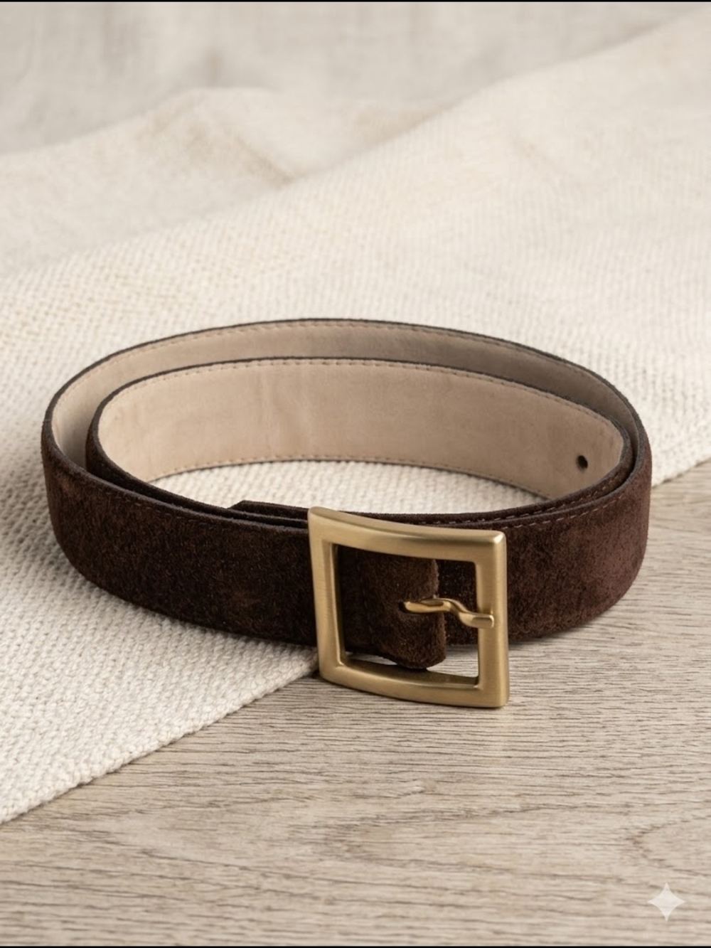 Suede Belt with Brass Buckle